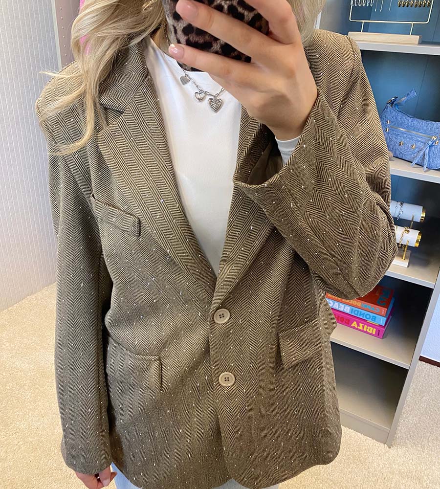 Strass blazer - Taupe - Afbeelding 2