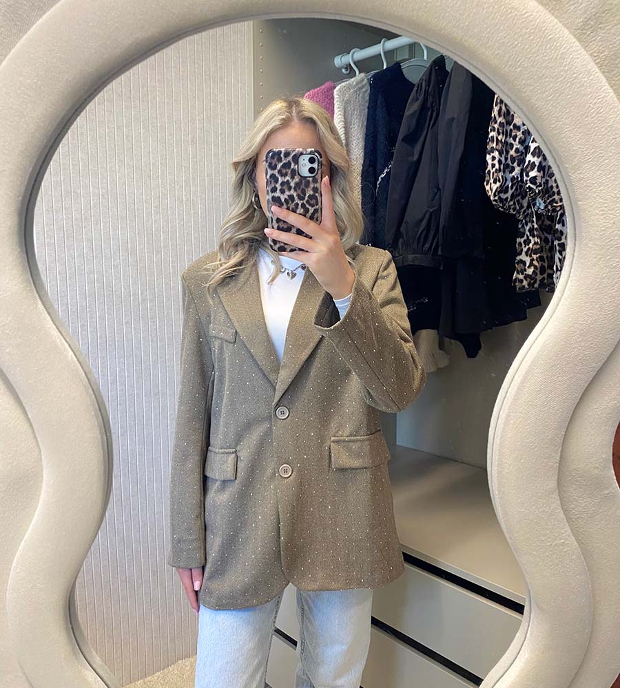 Strass blazer - Taupe
