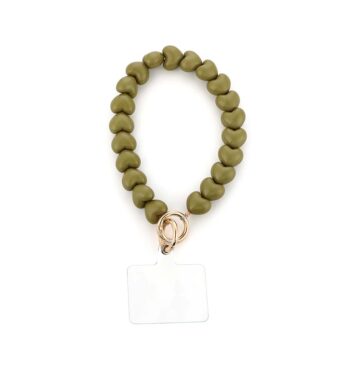 Hearts phone cord – olive