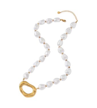 Oval parel ketting – Goud